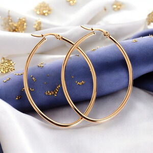 🆕️Minimalist 18K Gold Plated Stainless Steel Casual Trendy Hoop Earrings ✨💛